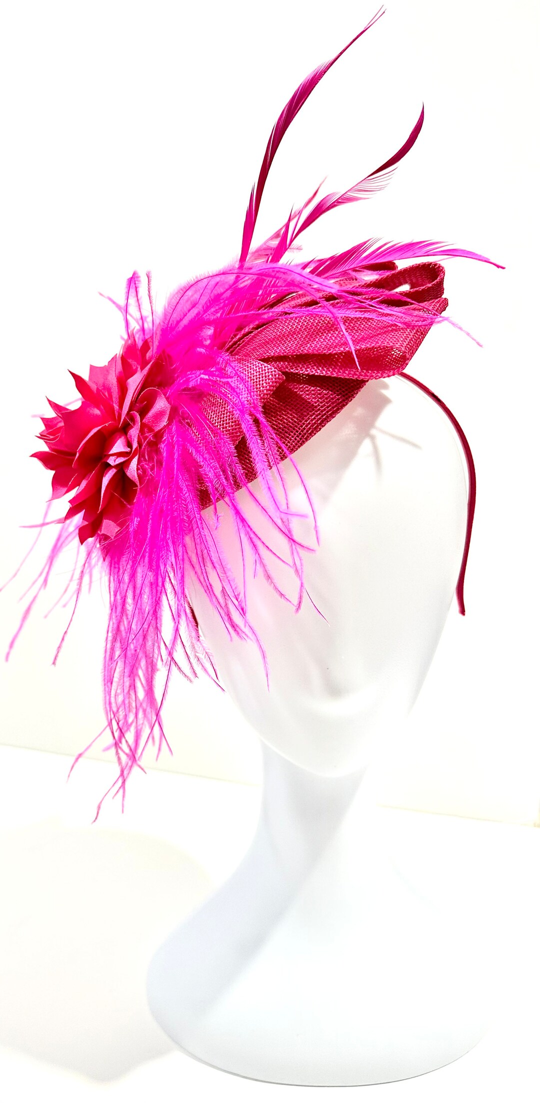 Hot Pink Kentucky Derby Hat, Rose Pink Derby Hat Headband, Tea Party