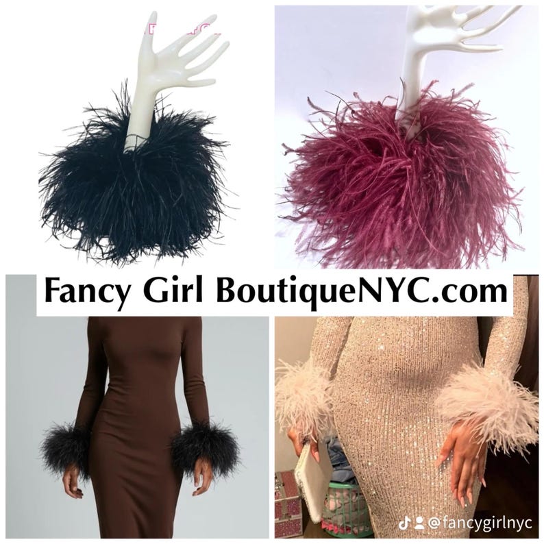 Ostrich Feather Wrist Cuffs, Feather Shoe Clips: Oversized Feather Brooch Pin, Pink, Beige, Black, Dusty Rose Wine Feather Wristlet Cuffs Black