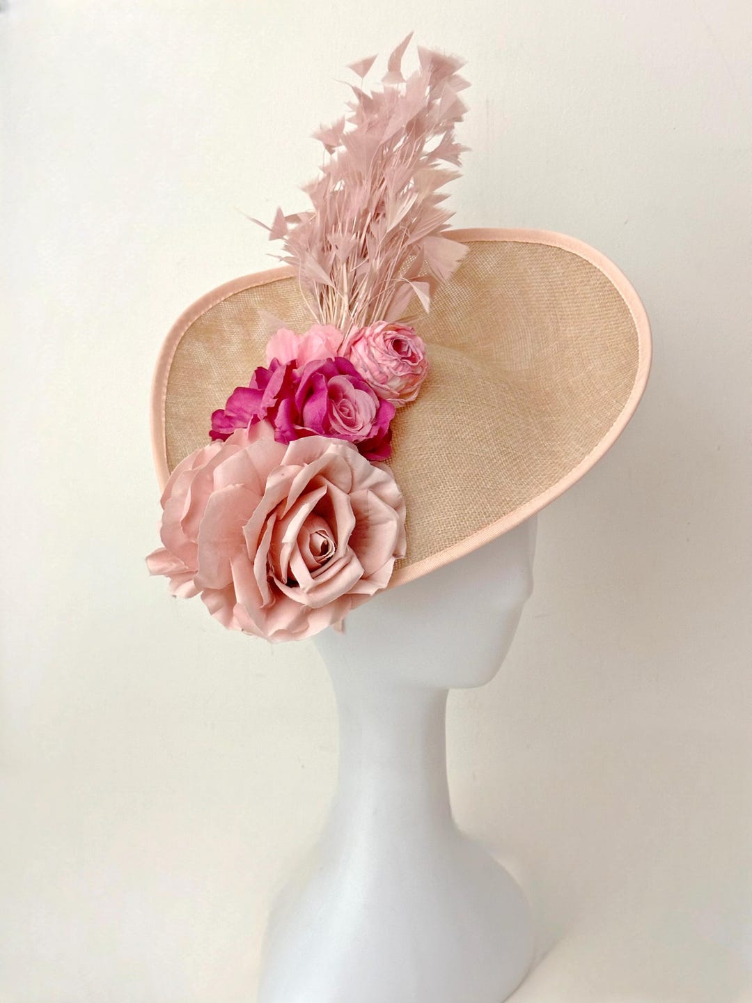 Pink Dusty Rose Kentucky Derby Hat Fascinator, Church 