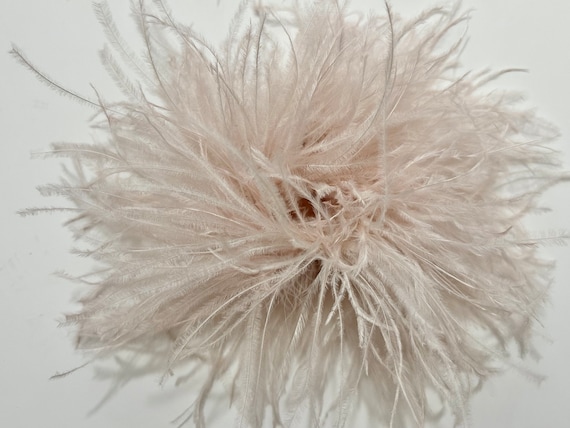 Champagne Beige Feather Brooch Pin, Ostrich Feather Shoe Clip, Feather Trim, Feather clip, Black,Navy,Green,Red, White, Pink, All Colors