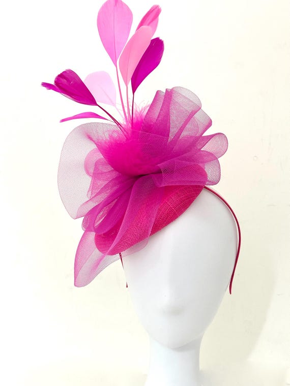 Light Pink Kentucky Derby Fascinator Hat Hot Pink Orange Fascinator, Pink Church Wedding Fascinate, Tea Party Hat, Custom Fascinator Hat