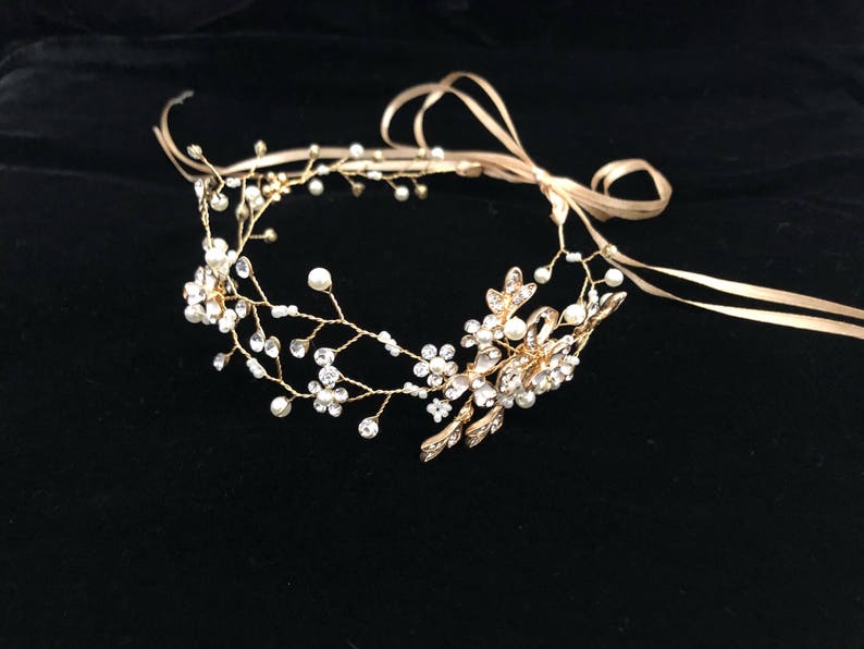 Rose Gold Flower Crown Headband Rose Gold Blush Headband 1st Etsy