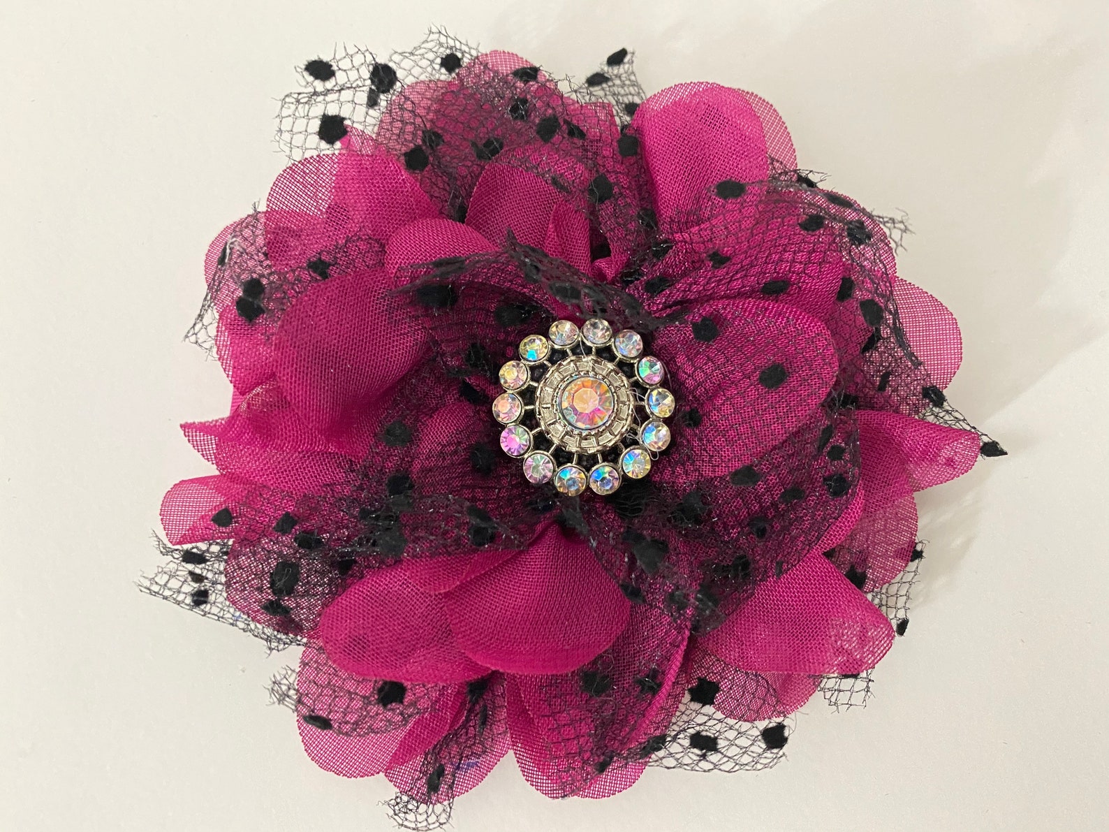 Plum Black Lace Hair Clip Deep Pink Clipfuchsia Hair Clip Etsy