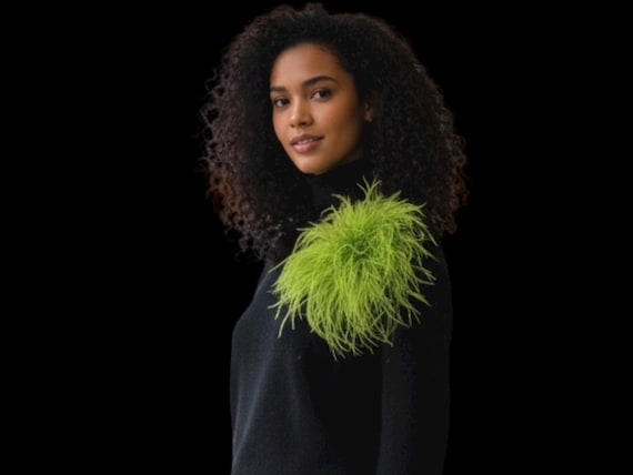 Oversized Feather Pin, Seaweed Olive Green Mocha Brown Feather Brooch Pin,Beige,Black,Navy Silver, Pink Dusty Rose Ostrich Feather Brooch