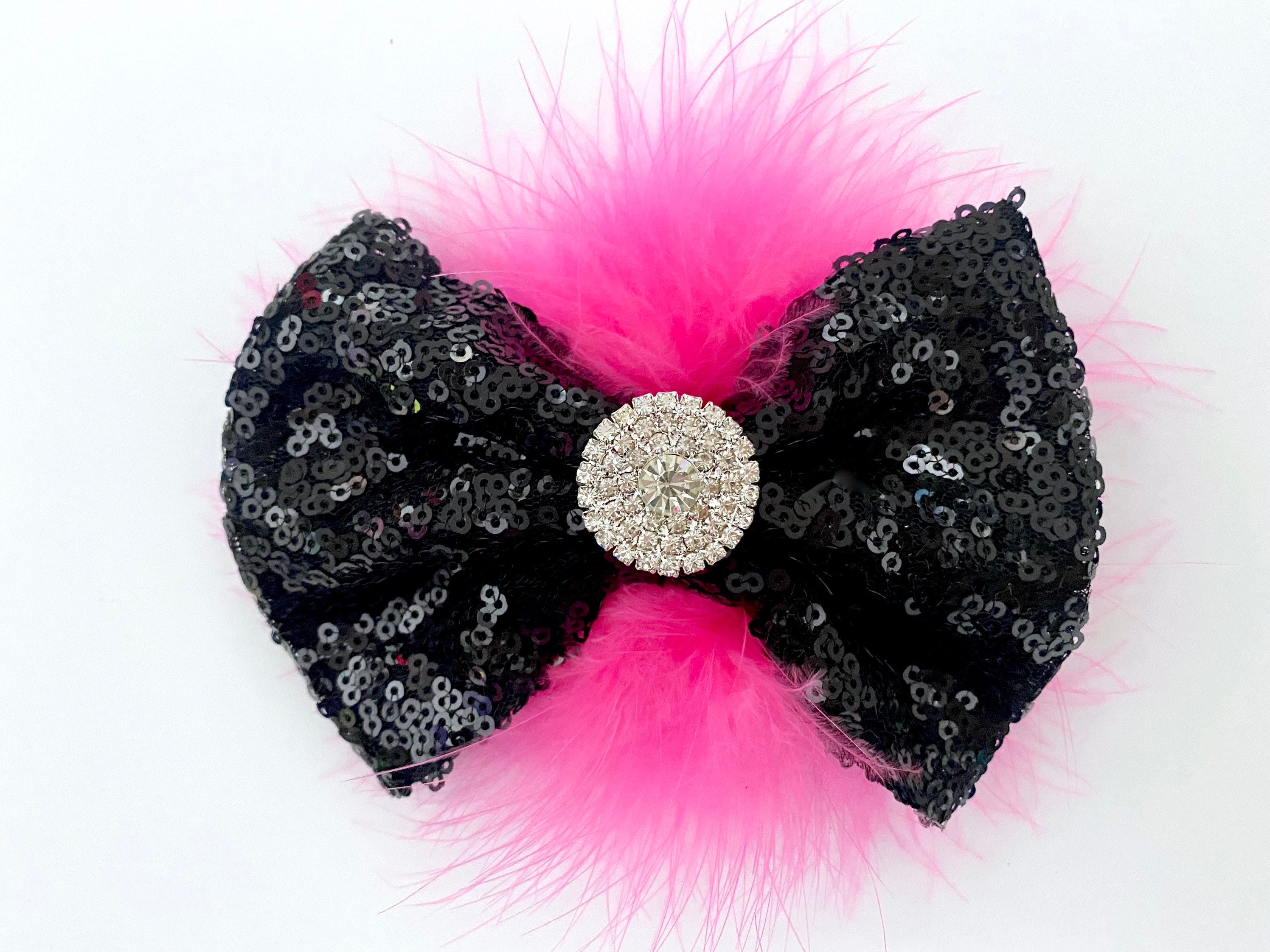 Dance Costume Clips, Black and Feather Bows, All colors Hair Bows,Turquoise, Red, Yellow, Purple, Hair clip