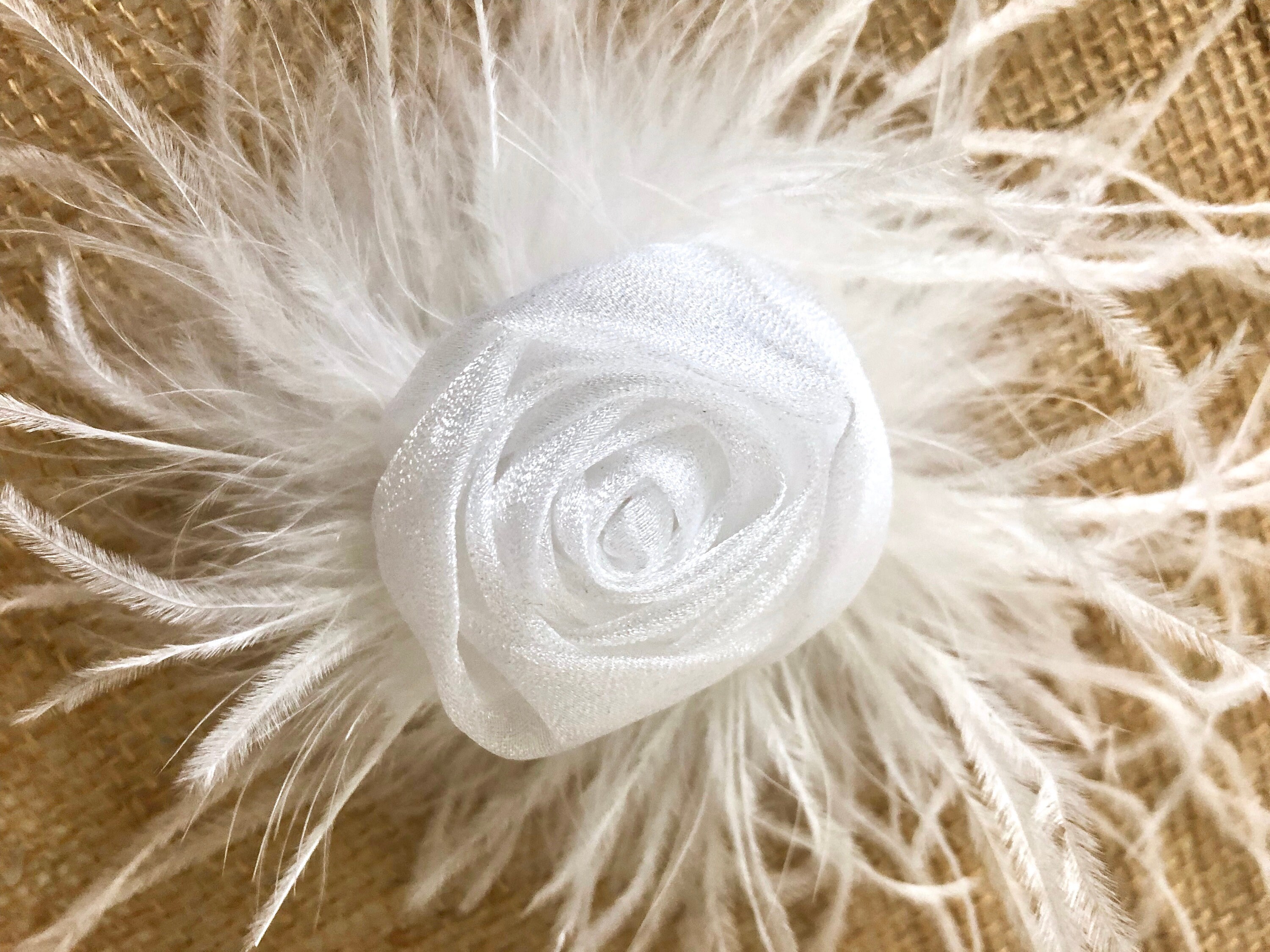 White Floral Clip Flower Girl Bridal Hair Clip Pink Gold