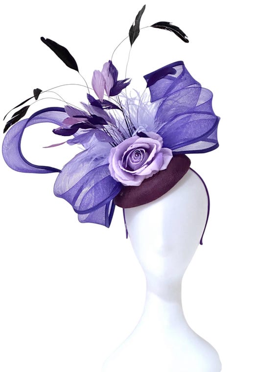 Purple Lavender Fascinator Hat, Ostrich Feather 3DFascinator Hat, Lavender Rose Church Hat, Kentucky Derby Fascinator, Garden Tea Party Hat