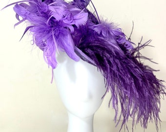 Lavender Purple Kentucky Derby Hat Fascinator, Purple Fascinator Hat, Kentucky Derby Hat, Church Hat, Easter Parade Hat, Wedding Church Hat