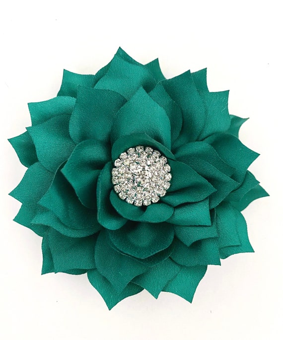 Dark Green, Deep Green, Hunter Green,Emerald Flower Hair Clips, Wedding Bridal Hair Flowers Clip, Feather Hair Clips,