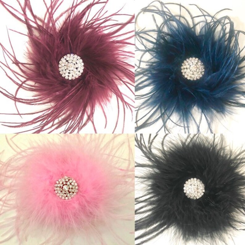 Dance Costume Hair Clips Hot Pink Feather Clip Navy Feather Etsy