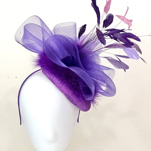 lavender & black fascinator headband oaks derby s-l400.jpg main image 2