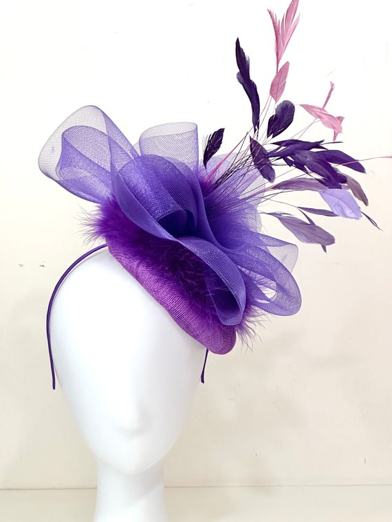 Lavender Lilac Purple Kentucky Derby Hat Fascinator Headband, Purple Fascinator Hat, Wedding Hat, Church Hat, Victorian Tea, party hat,