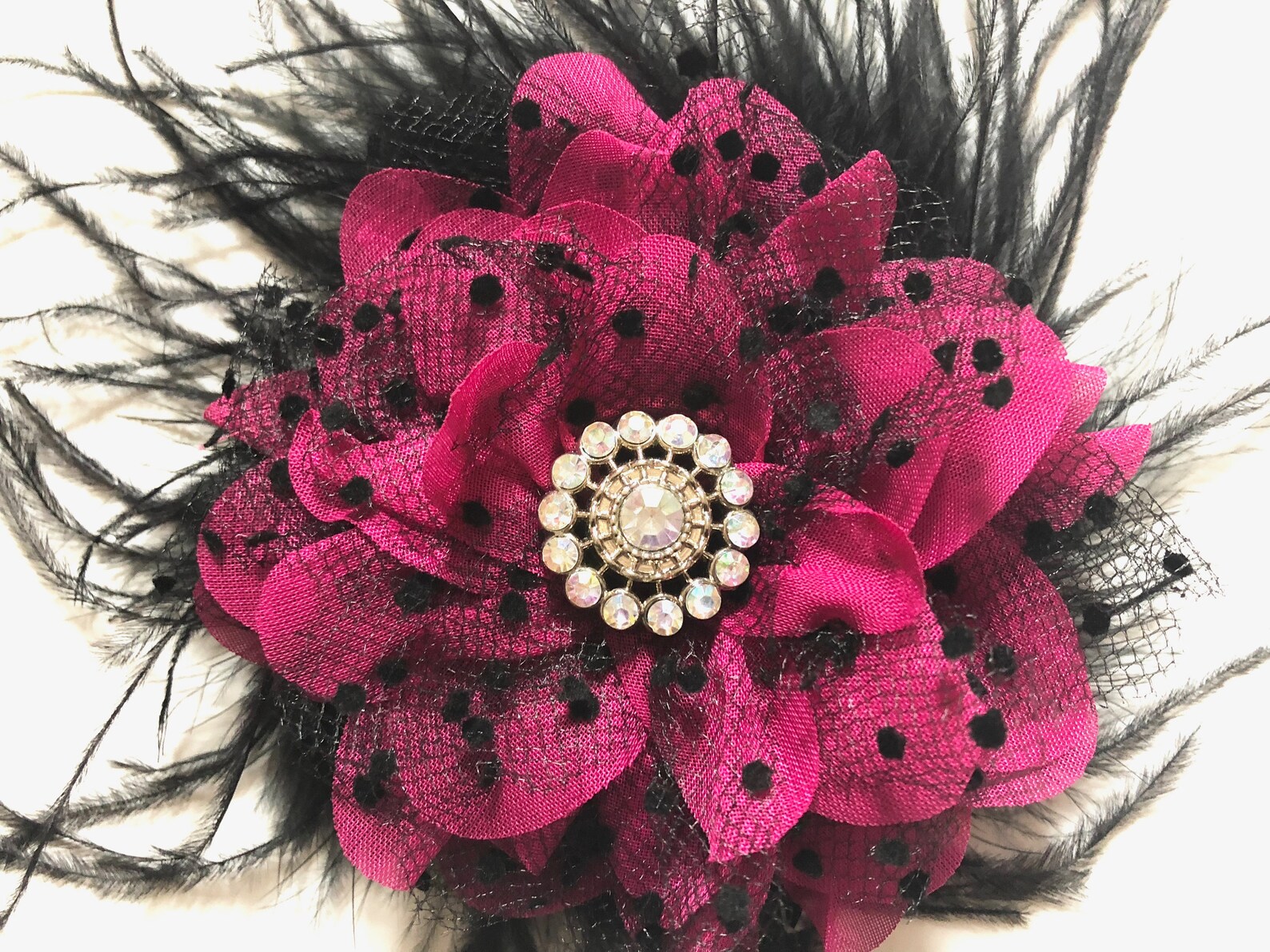 Plum Black Lace Hair Clip Deep Pink Clipfuchsia Hair Clip Etsy