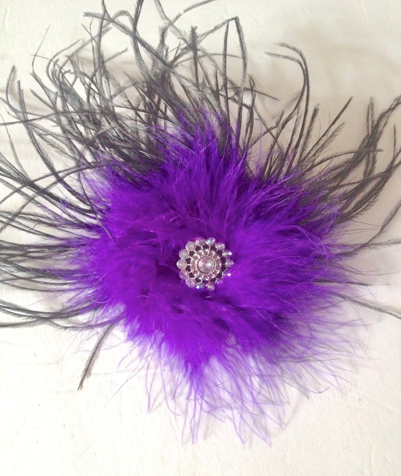Dance Costume Hair Clips Purple Feather Hair ClipRhinestone Etsy