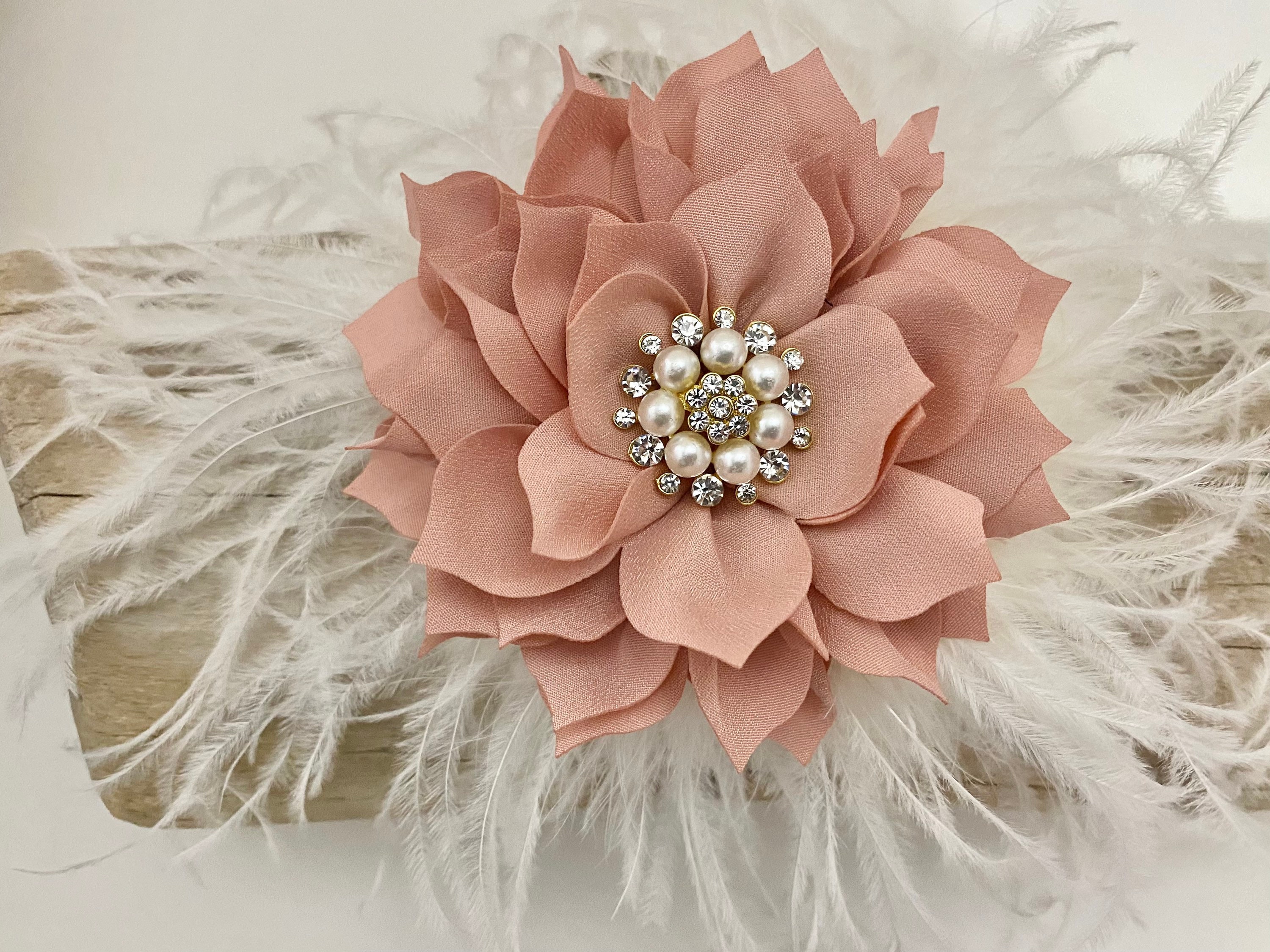 Dusty Rose Pink Fascinator Hair Clip 