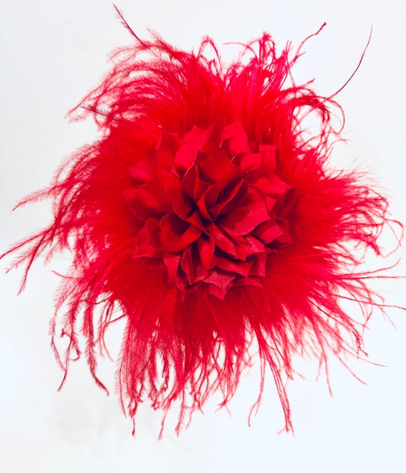Red  Fascinator Headband, Kentucky Derby Fascinate Headband, Red Feather Wedding Headpiece, Church Feather Headband Hat