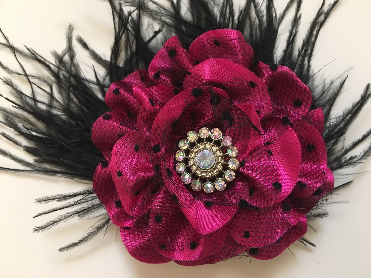 Plum Black Lace Hair Clip Deep Pink ClipFuchsia Hair Clip Etsy