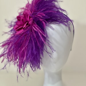 Purple Plum Fascinator Hat, Ostrich Feather Hat, Custom Bespoke Headband, Kentucky Derby Fascinator, Wedding Fascinator, All color feathers