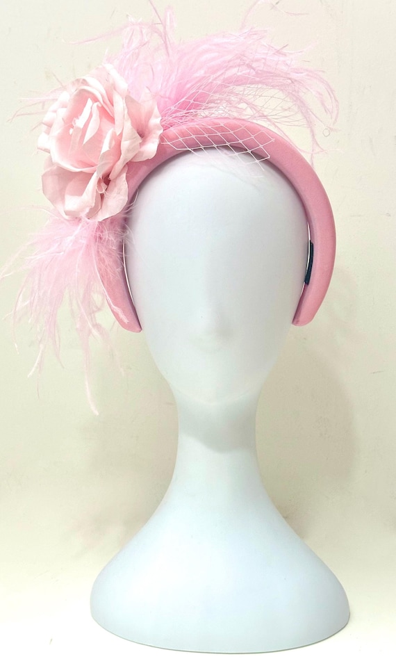 Pink Fascinator Headband, Derby Hat Bespoke Feather Headband, Hot Pink Pink Wedding Bridal Fascinator Headband, Church Derby Hat