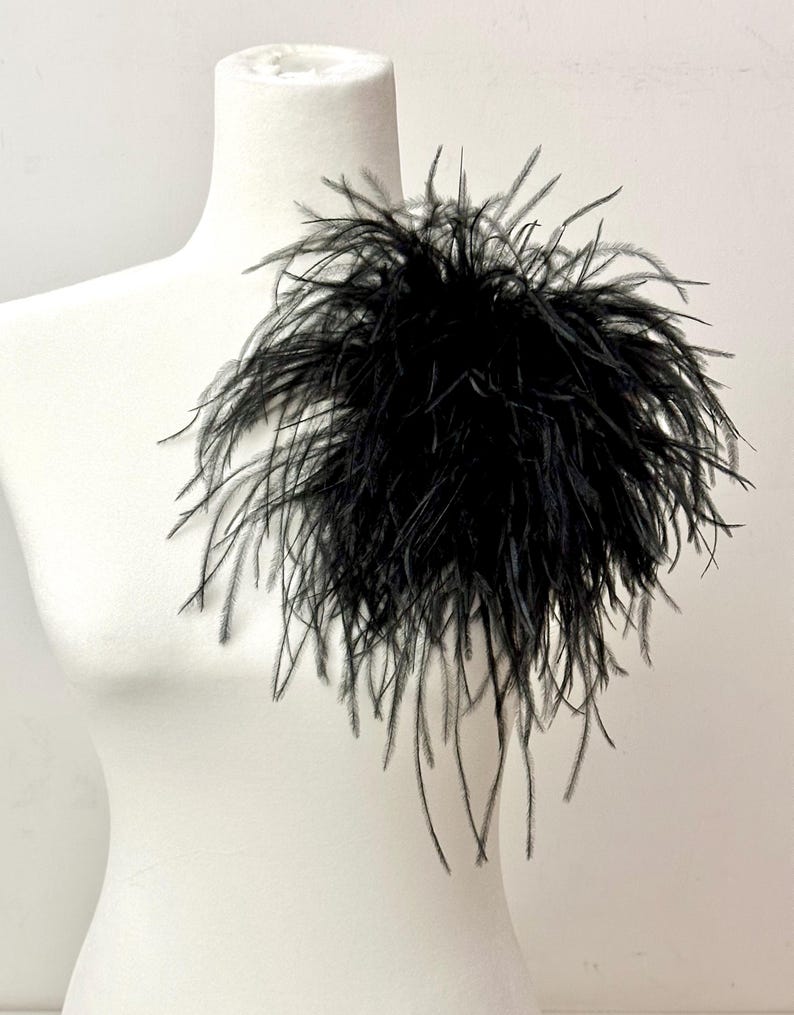 Feather Brooch Pin, Feather Shoe Clips, Feather Cuffs, Pink Dusty Rose Beige Mocha Brown, Olive,Black Quality Large Ostrich feather trim image 10
