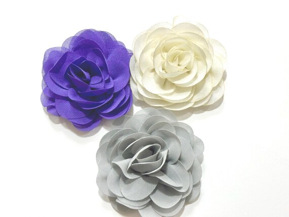Chiffon Flower Hair Clips, Ivory Chiffon Flower Clip, White, Navy,Pink, Coral, Peach, Blush Clips, Dusty Pink Rose Wedding Flower Hair Clip