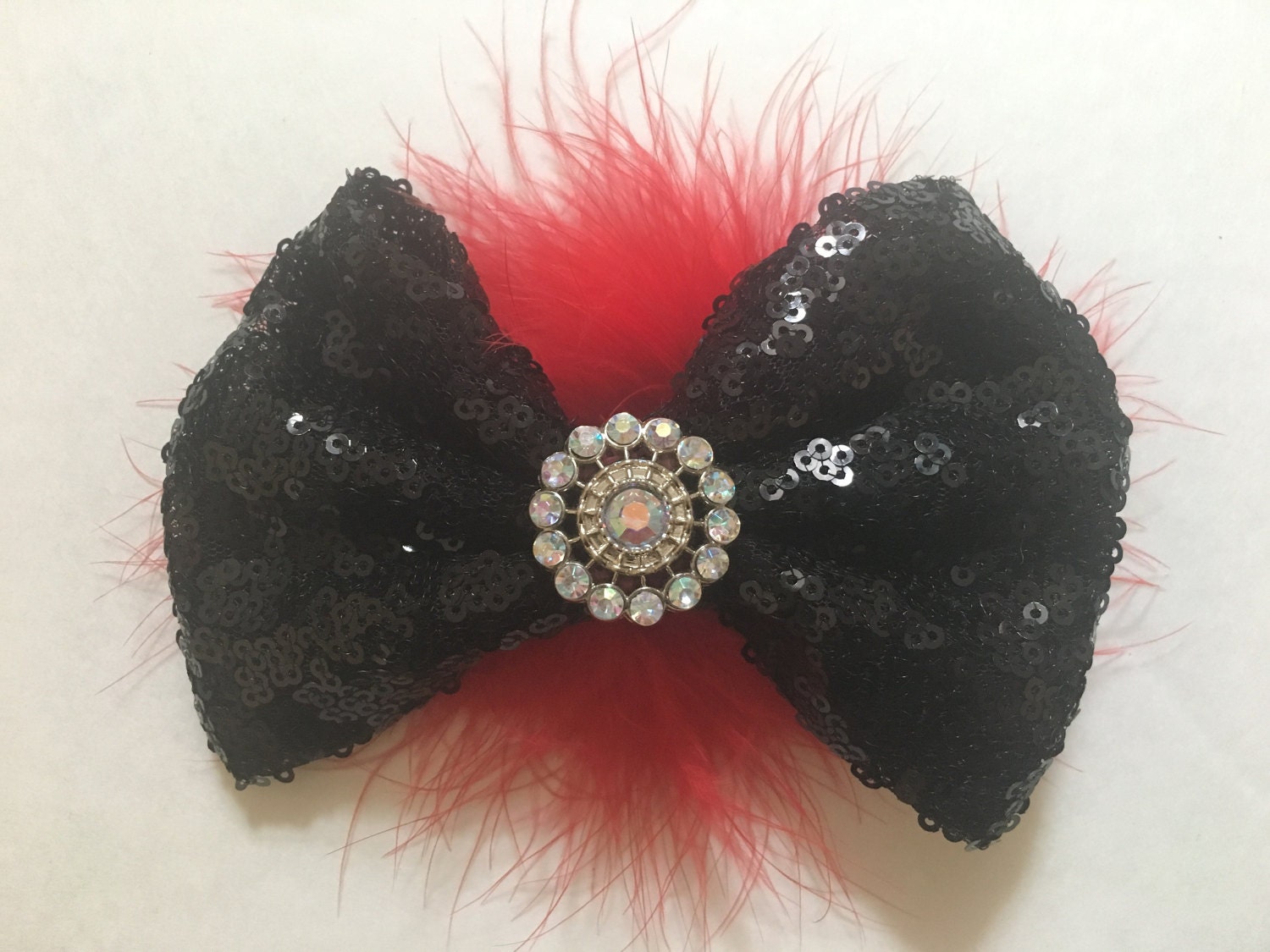 Dance Costume Clips, Black and Pink Feather Bows, All colors Sequin