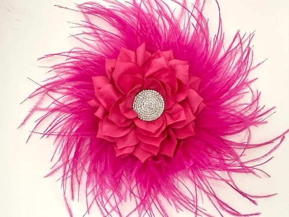 Hot Pink Fascinator Hat Clip, Hot Pink Fascinator Hat Clip, Pink Feather Hair clip, Bachelorette Wedding Fascinate