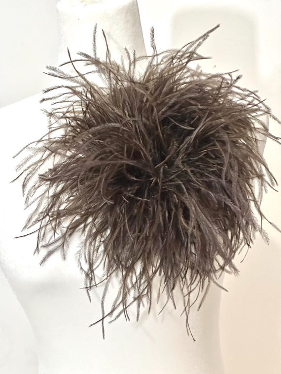 Chocolate Brown Feather Pin, Olive Green Feather Brooch boutonniere, Olive Green, Emerald, Red, Blue, Beige Quality Ostrich Feather Corsage