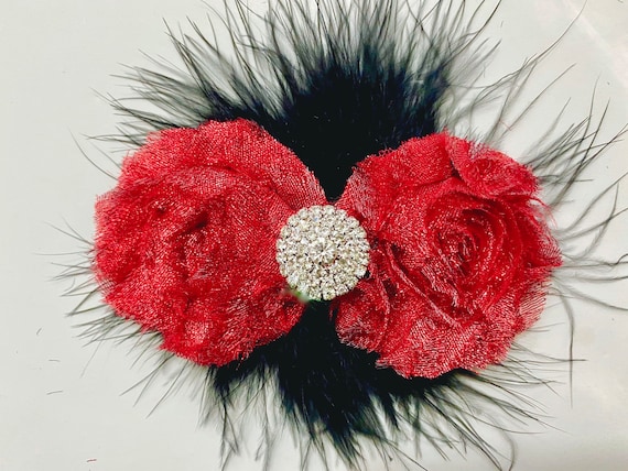 Dance Costume Hair Clip, Glitter Dance Clips, Black, Red, White, Gold, Silver Feather Clip Hairpiece, Custom Dance Hair Accessories