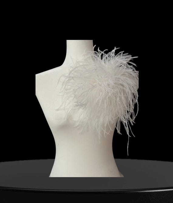 White Feather Pin, Mocha Brown Feather Pin, Seaweed Olive Green Feather Brooch Pin, Beige,Black,Navy Silver Large Ostrich Feather Brooch Pin