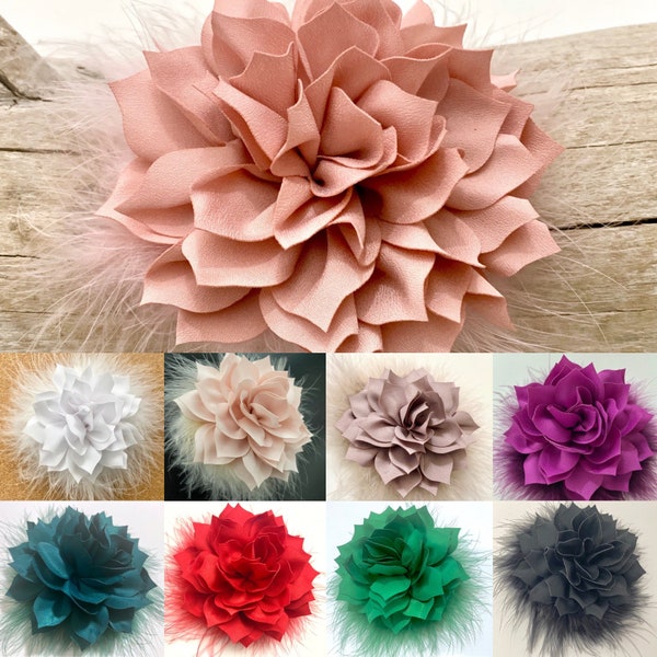 Dusty Rose, Red, Green Beige, White, Ivory, Taupe, Purple Lavender Wedding Hair Flower Clip, Brooch Flower Brooch Pin, Feather Clip Hair Pin