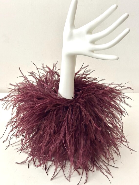 Ostrich Feather Wrist Cuffs, Feather Brooch Pin, Shoe Clips, Quality Ostrich Feather 8ply-10 ply Ostrich Feathers, Burgundy,Black, Brown