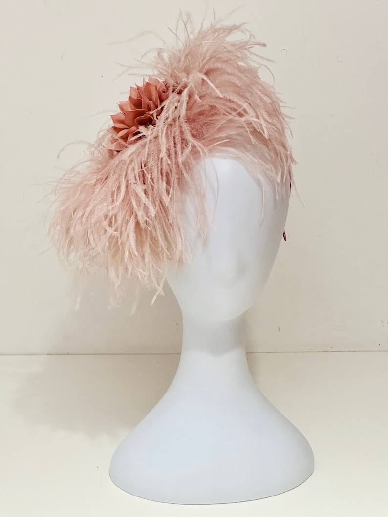 Feather  Fascinator Headband, Dusty  Rose Feather Headband