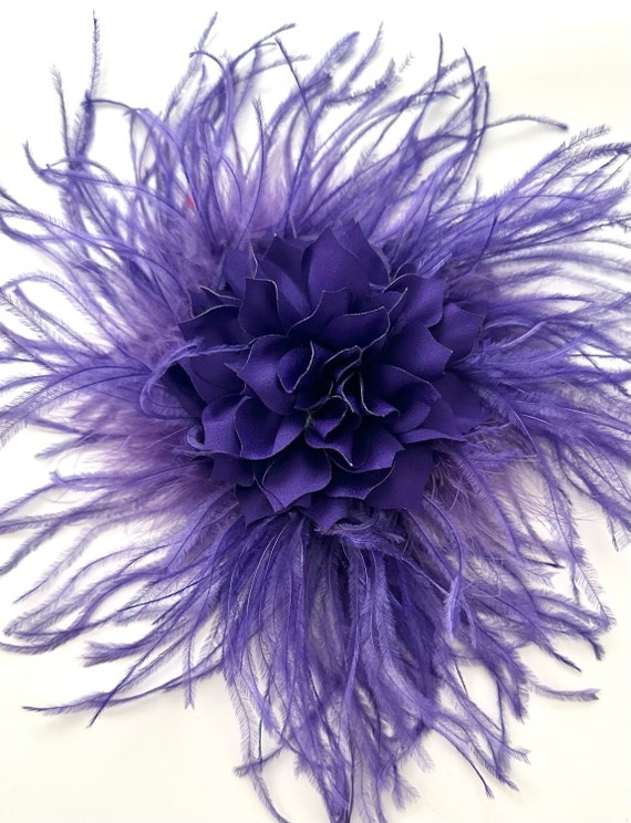 Purple Fascinator Hat Clip, Feather Clips, Purple, Lavender, Lilac Flower Feather Church Wedding Fascinator, Wedding Bridal Hair Clips,