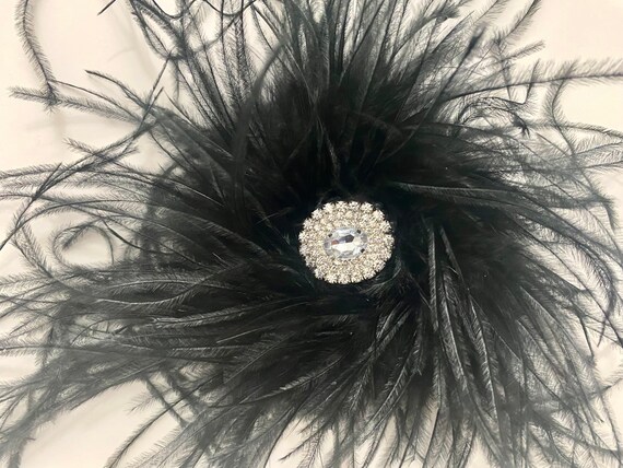 Black Feather Clip/ Brooch Pin, Ostrich Feather Brooch Pin, All color Feather Hair Clip, Feather Brooch, Dance Costume Burlesque