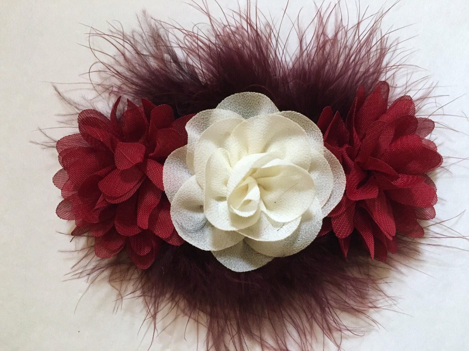 Wedding Flower Clips Ivory Wine Hair Clip Burgundy Ivory Hair Clip