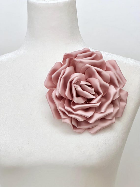 Satin Flower Pin, Pink, Red Wine Flower Pin, Ivory Satin Flower Pin, Statement Boutonniere, Flower Corsage Pin, Ivory Red Christmas Brooch