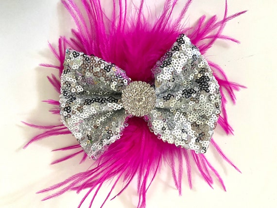 Dance Costume Feather Headpiece, Pink,Hot Pink,Black Red, Silver, Purple, Neon, Navy, Royal Blue Feather Hairpiece, Dance Costume Hair clips