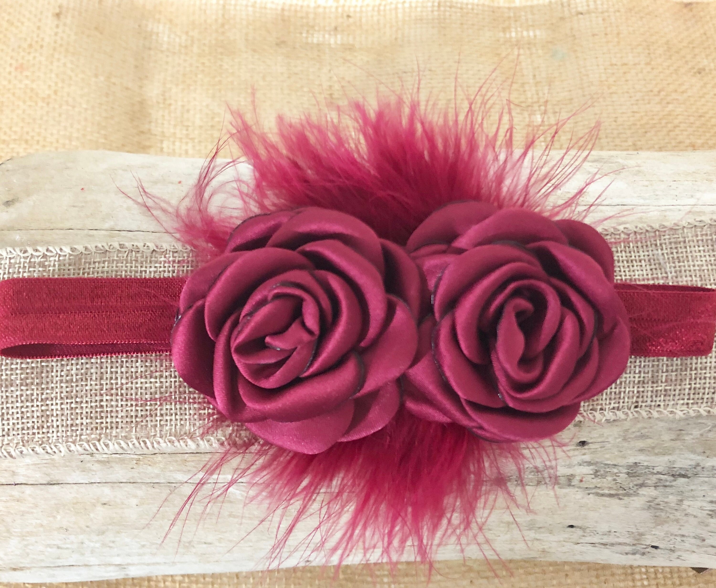 burgundy floral headband