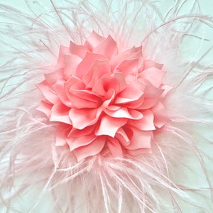 Pink Hot Pink Ostrich Feather Clip, Shocking Pink Feather Flower Clip Brooch Pin, Pink Feather Flower Brooch Pin, Custom Feather Flower Clip Pink