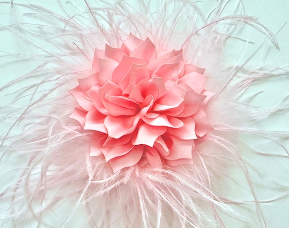 Pink Hot Pink Ostrich Feather Clip, Shocking Pink Feather Flower Clip Brooch Pin, Pink Feather Flower Brooch Pin, Custom Feather Flower Clip