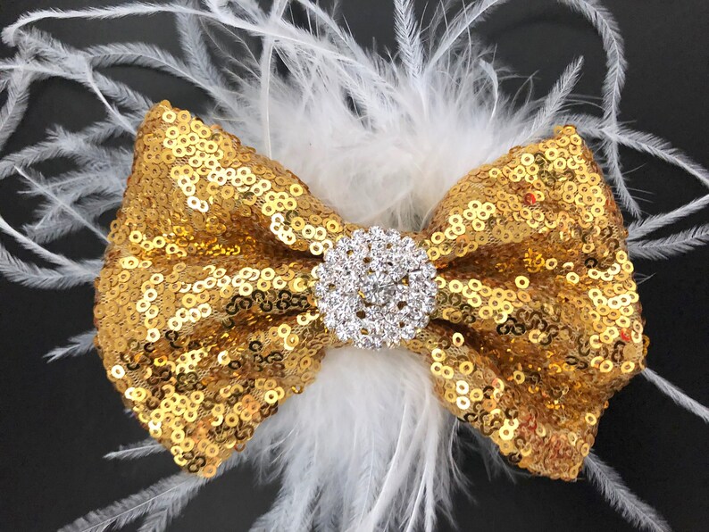 Gold Hair Bow Gold White Hair Clip Rose Gold Hair Bow Etsy