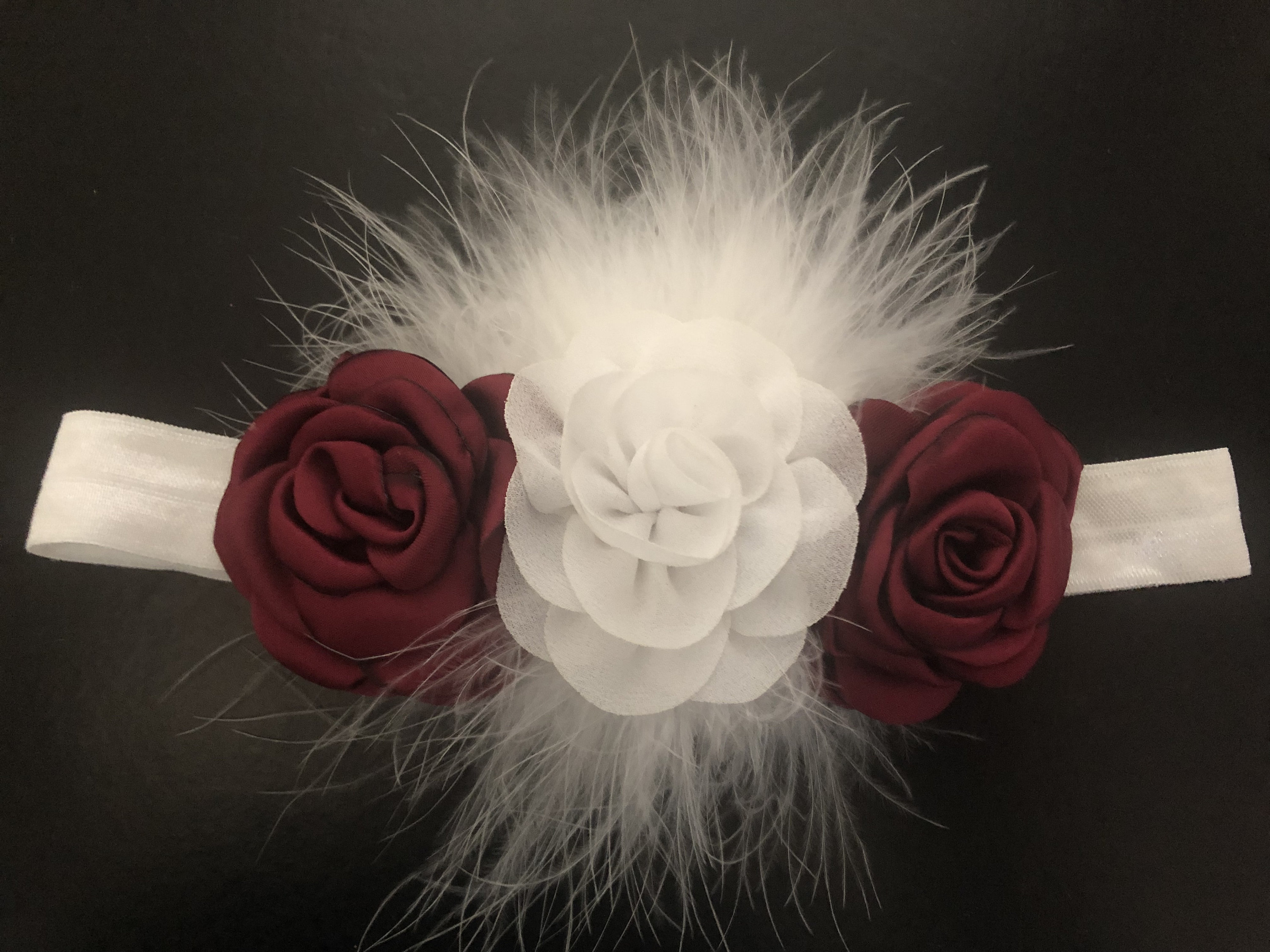 Baby White And Burgundy Hair Clip Baby Headband Burgundy