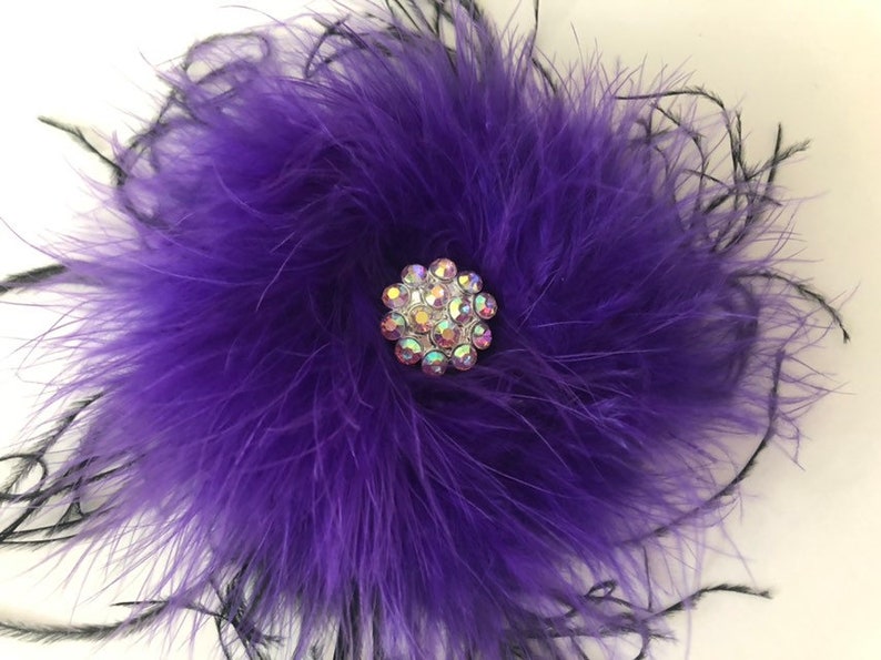 Dance Costume Hair Clips Purple Feather Hair ClipRhinestone Etsy