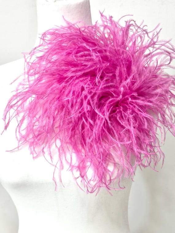 Pink Dusty Rose Feather Brooch Corsage Pin, Mocha Chocolate Brown,Olive Green,Red,White Beige, Black,Navy,Large Ostrich Feather Brooch Pin