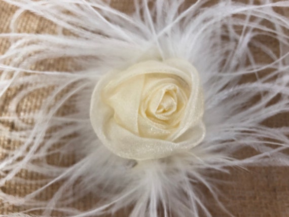 Gold Rose Hair Clip, Pink Rose Flower Hair Clip, White Rose Gold Flower Clip, White Rose Clip, Feather Floral Hair Accessories, Wedding