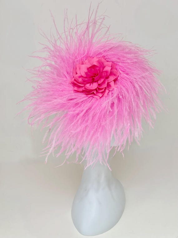 Bright Pink Feather Derby Fascinator Hat, Pink Feather Fascinator Hat, Hot Pink,Pale Pink Feather Fascinator, Garden Tea Party Hat, Bespoke