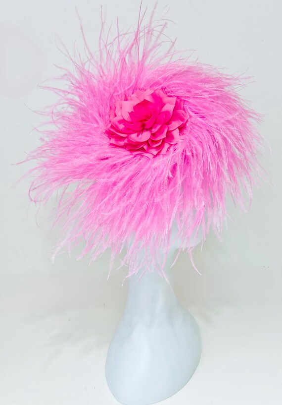 Bright Pink Feather Fascinator Hat, Ostrich Feather Fascinator Hat, Hot Pink,Pale Pink Feather Fascinator, Garden Tea Party Hat, Bespoke
