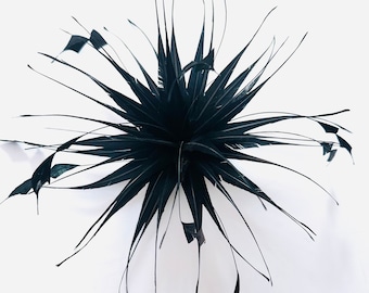 Feather Brooch Pin, Couture Feather Brooch, pin, black feather Geometric 3D hand cut feather, brooch, Feather Hair clip,