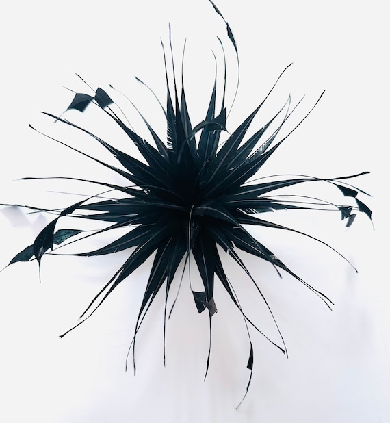 Feather Brooch Pin, Couture Feather Brooch, pin, black feather Geometric 3D hand cut feather, brooch, Feather Hair clip,
